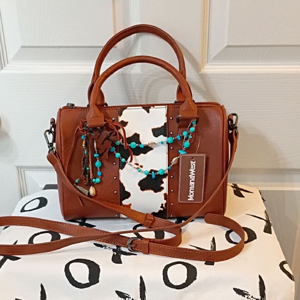 Montana West Tan and White Satchel